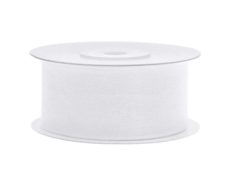 Partydeco Tasiemka szyfonowa, biały, 38mm/25m biała Partydeco (TSZF38-008)