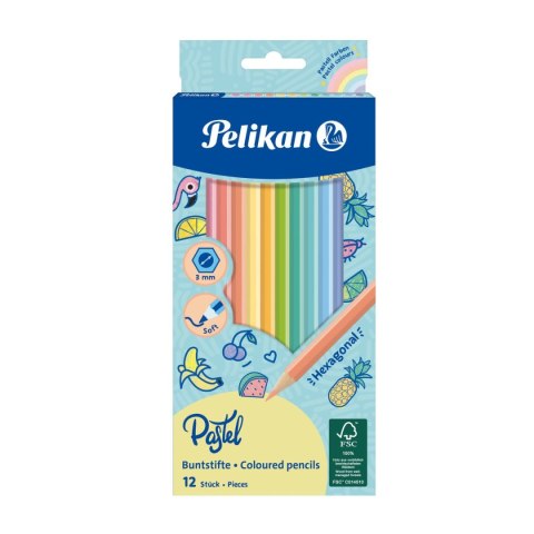 Pelikan Kredki ołówkowe pastell 701143 12 kol. Pelikan (300001201)