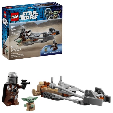 Lego Klocki konstrukcyjne Star Wars Śmigacz Mandalorianina i Grogu Lego (75436)