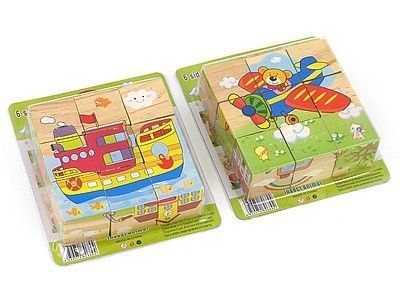 Adar Klocki obrazkowe drewniane klocki z obrazkami 9szt, kwadraty 3,5cm Adar (530591)
