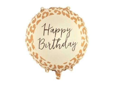 Partydeco Balon foliowy pastylka Happy Birthday w cętki, 18cal Partydeco (FB393)