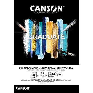 Canson Blok artystyczny Graduate Mix-Media czarny A5 240g 20k Canson (31250P019)
