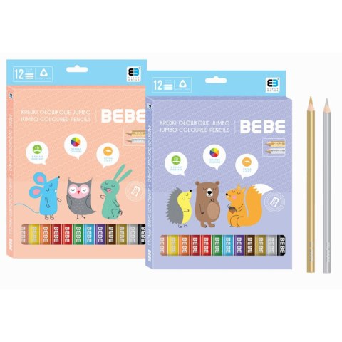 Noster Kredki ołówkowe BB KIDS PASTEL 12 kol. Noster (kredki jumbo)