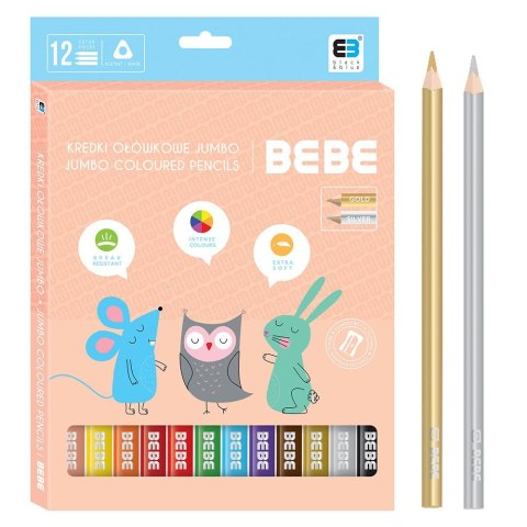 Noster Kredki ołówkowe BB KIDS PASTEL 12 kol. Noster (kredki jumbo)