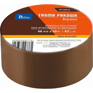 Tetis Taśma pakowa 48x50 [mm x m] brązowy Tetis (GT100-B)
