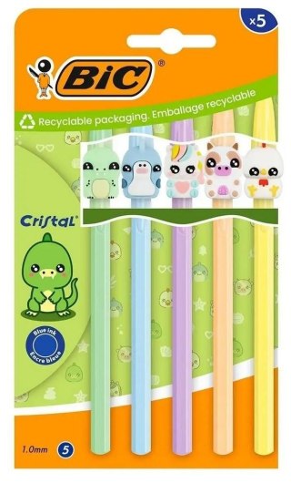 Bic Długopis Cristal Pastel Figurine Purple 5 szt wkład niebieski 1,0mm Bic (526251)