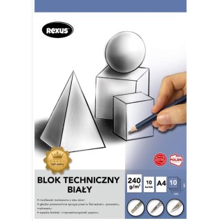 Rexus Blok techniczny biały premium A4 biały 240g 10k [mm:] 295x210 Rexus