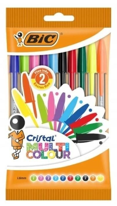 Bic Długopis MULTICOLOUR Cristal wkład mix 1,6mm Bic (10kolorów)
