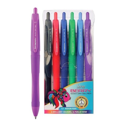 Serve Długopis żelowy display 6 sztuk 0,7mm Serve