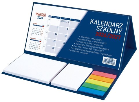 Wydawnictwo Wokół Nas Kalendarz biurkowy szkolny z notesem granatowy A5 204mm x 210mm Wydawnictwo Wokół Nas (KB058B)
