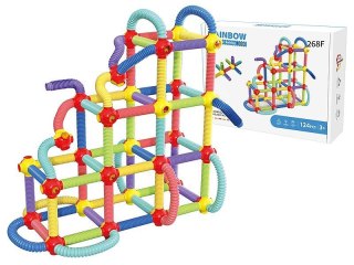 Adar Klocki plastikowe 124 klocków - słomek, rozciągające się Adar (631922)