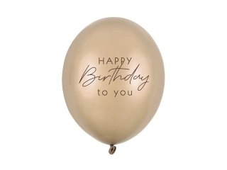 Partydeco Balon gumowy Happy Birthday, Metallic Cold złoty 300mm Partydeco (SB14M-341-019Z)