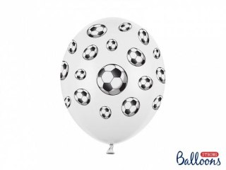 Partydeco Balon gumowy Piłki nożne, Pastel P. White (1 op. / 50 szt.) biało-czarny 300mm 12cal Partydeco (SB14P-116-008)