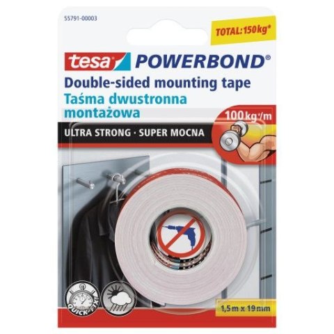 Tesa Taśma dwustronna Powerbond 19x1,5 [mm x m] Tesa (55791-00001)