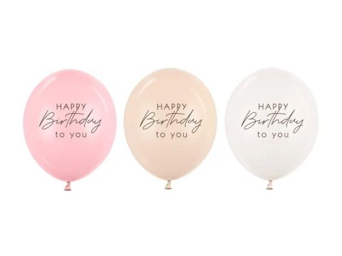 Partydeco Balon gumowy Happy Birthday, mix różowy 300mm Partydeco (SB14P-341-081)