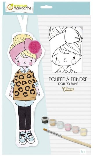 Avenue Mandarine Zestaw kreatywny dla dzieci Lalka Olivia z materiału do pomalowania Avenue Mandarine (CF-PP043C)