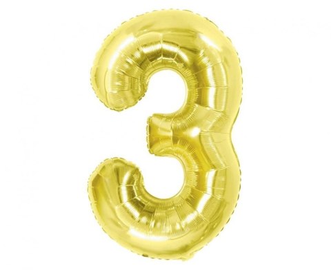 Godan Balon foliowy Cyfra 3, Light gold, 85 cm Godan (BC-HLG3)