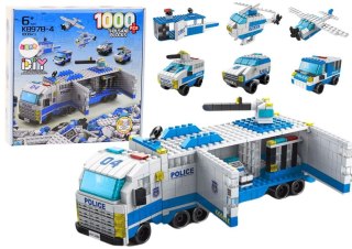 Lean Klocki konstrukcyjne 6w1 Zestaw Policja Pojazdy 1000el Lean (18323)