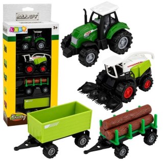 Lean Traktor Zestaw Pojazdy Rolnicze Traktor Sieczkarnia Przyczepa Do Drewna 1:68 4 szt. Lean (30216)