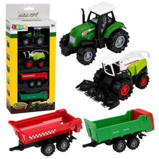 Lean Traktor Zestaw Pojazdy Rolnicze Traktor Sieczkarnia Przyczepy Transport 1:68 4 szt. Lean (30217)