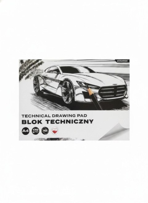 Starpak Blok techniczny A4 biały 170g 10k Starpak (587751)