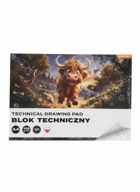 Starpak Blok techniczny A4 biały 170g 10k Starpak (587753)