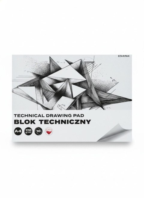 Starpak Blok techniczny A4 biały 170g 10k Starpak (587755)