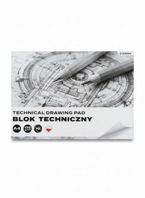 Starpak Blok techniczny A4 biały 170g 10k Starpak (588815)