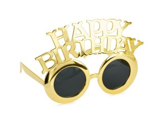 Partydeco Okulary Happy Birthday, 18.5x7.5 cm, złoty Partydeco (okr34-019)