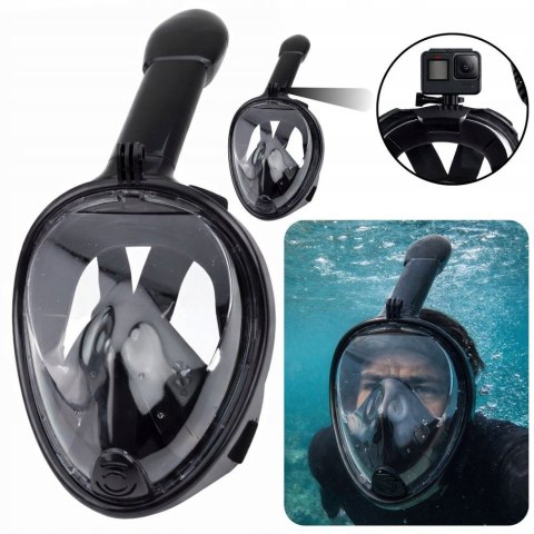 Best Way Maska pływacka DO SNORKELINGU PEŁNOTWARZOWA 180 STOPNI CZARNA Best Way (30666)